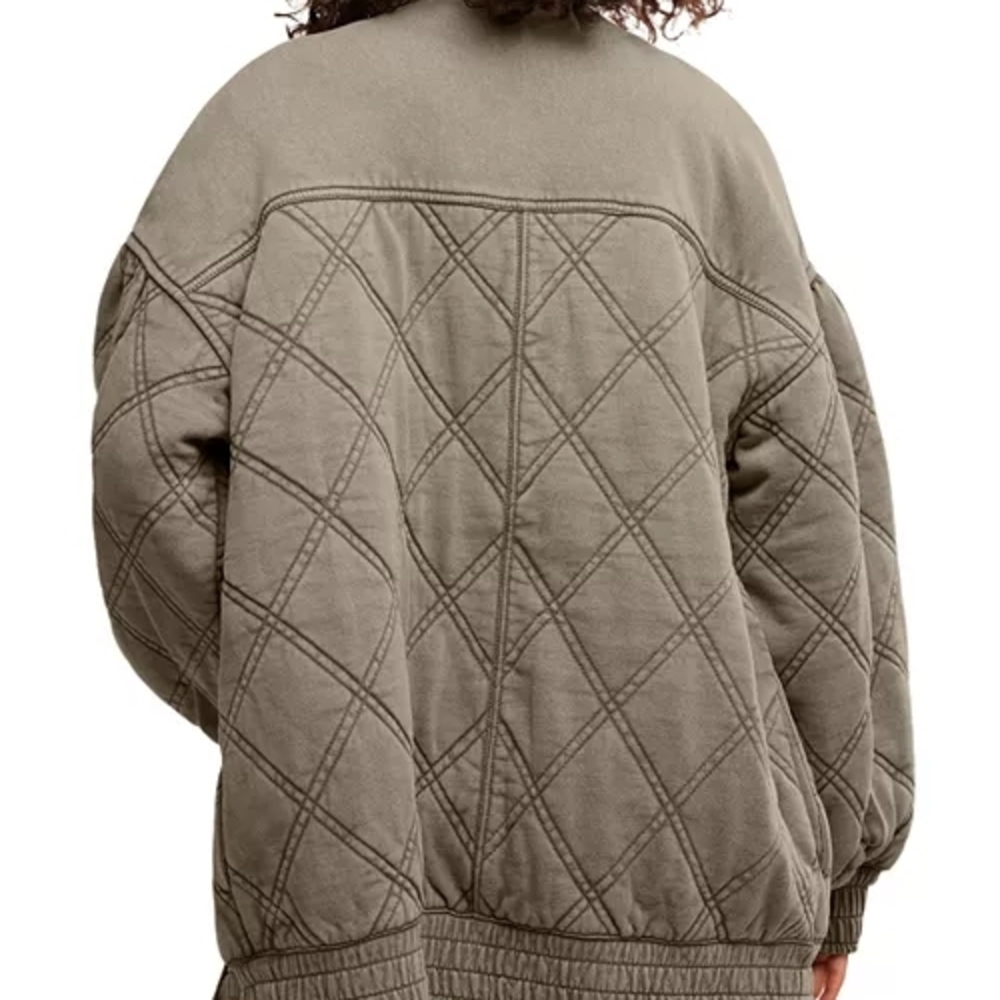 Free People Quilted Puffer Jacket in Olive Size M Nwot - Picture 2 of 12